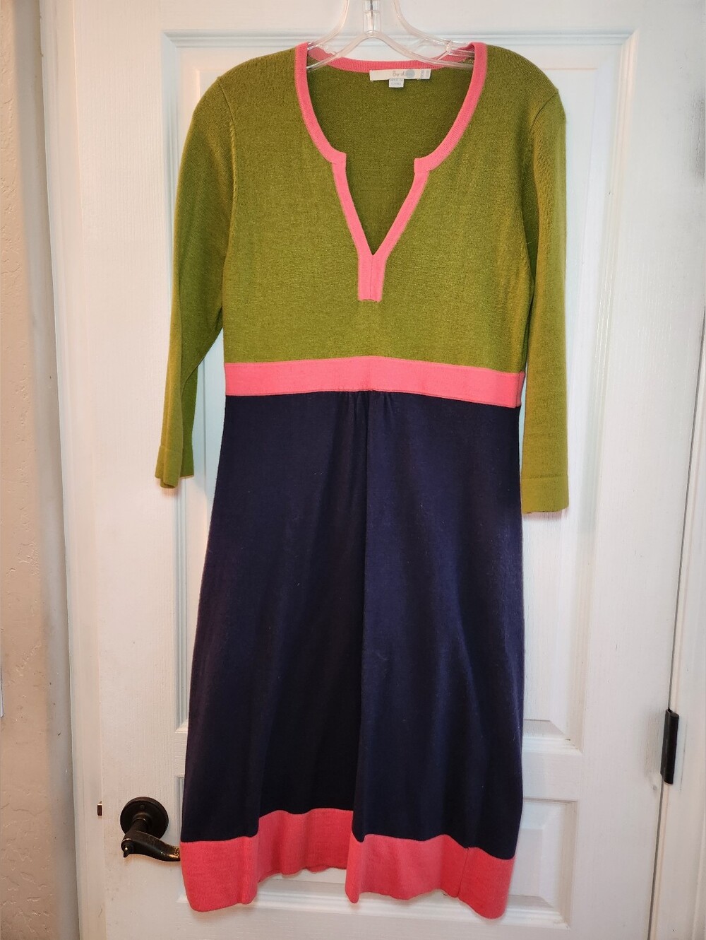 Boden Knit Colorblock Knit Dress with Pink Trim. Size 8